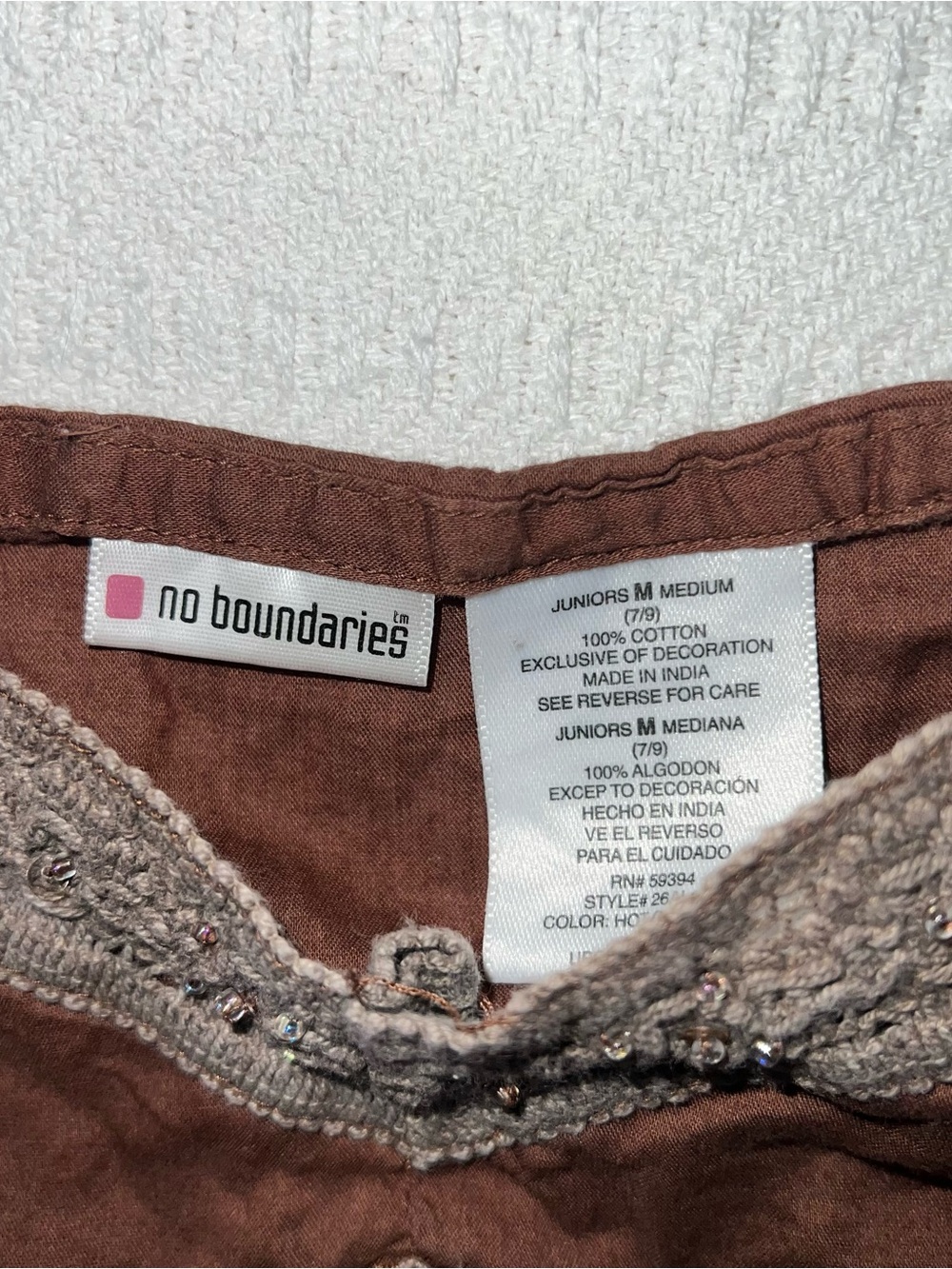 No Boundaries Y2K Babydoll Forest Fairy Top Womens M Brown Sequin Cotton - Picture 8 of 10